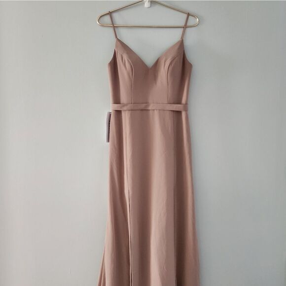Azazie Bridesmaid Dress Taupe Candice Small A4 - Picture 1 of 7